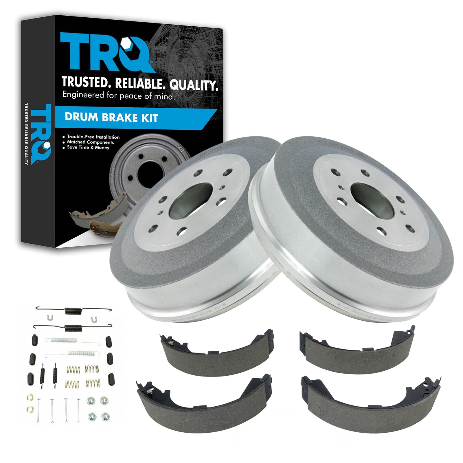 TRQ Rear Brake Drum Shoe & Hardware Kit Compatible with Chevy Silverado 1500 Truck