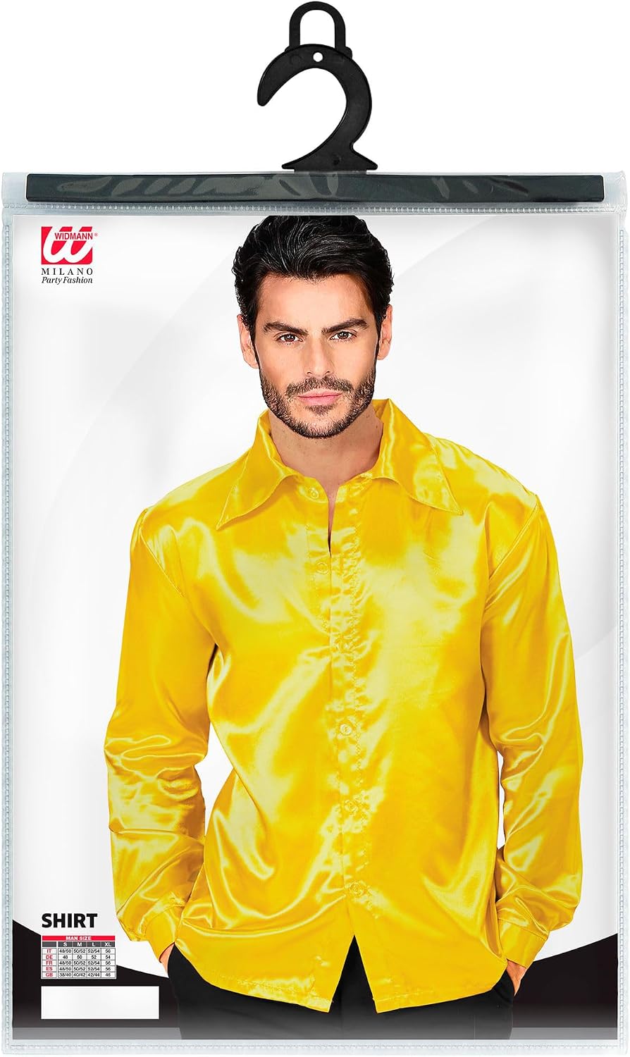 W WIDMANN MILANO Party Fashion - Men's 70s Disco Fever Retro Schlagermove Party Shirt Satin Shirt