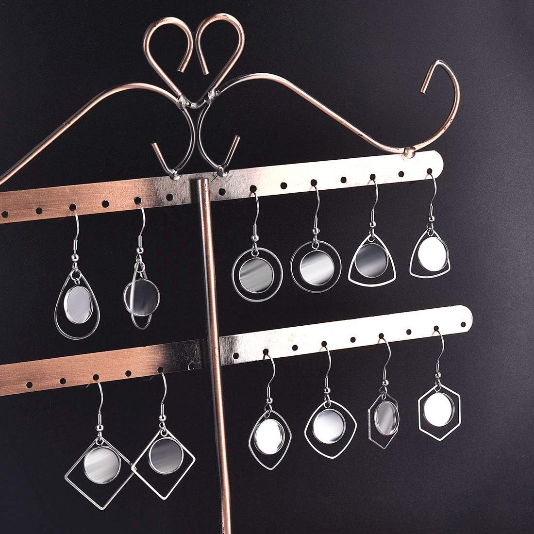 DROLE 54Pcs 12mm Earring Bezel with Circle-24Pcs Earring Blank Bezel Tray with 30Pcs 12mm Round Clear Glass Cabochons for Jewelry Making DIY Craft