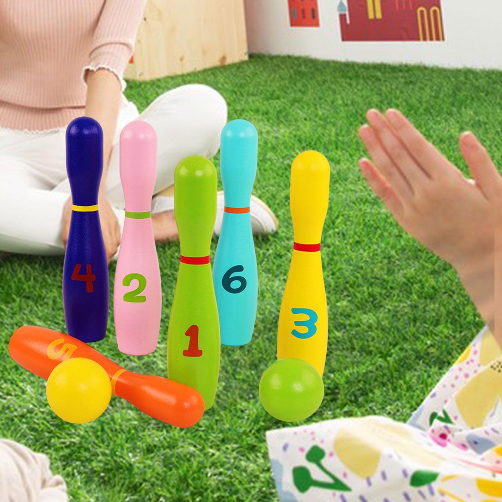 Set da Bowling per Bambini, Set da Bowling in Legno per Lo Sviluppo Precoce, Gioco di attività al Chiuso, Ideale Come Regalo, Giocattolo per La Casa