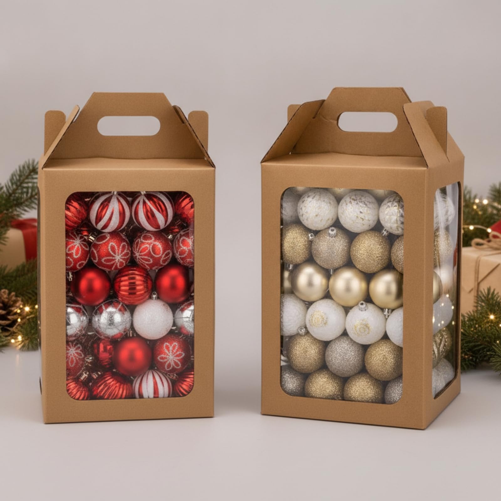 Festliche Christbaumkugeln Weihnachtskugeln Baumschmuck Kugelornamente Christbaumschmuck aus Polystyrol Bruchsicher mit Vielfältigen Oberflächen Und, 6 cm, Color to 1