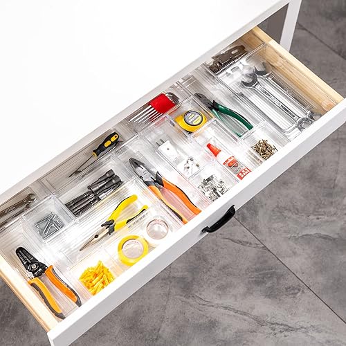 Miniatura 7 de Bandeja organizadora de cajones de plástico transparente de 39 piezas para maquillaje, utensilios de cocina, joyas y gadgets