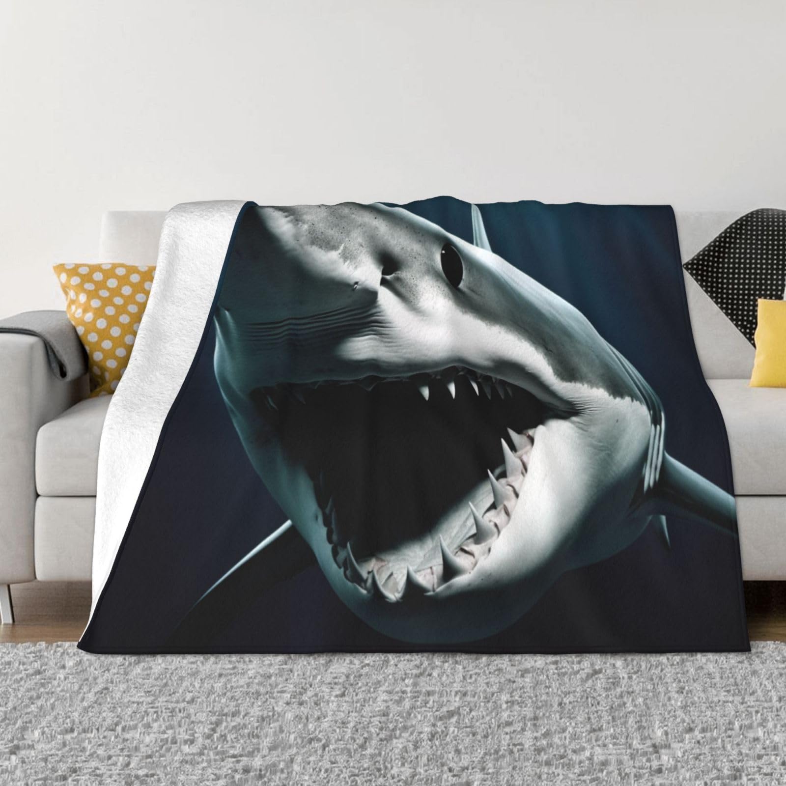 FodPand Shark Fleece Blanket 40"x30" Lightweight Warm Throw Blanket for Bed Couch Cozy Air Conditioning Quilt All Seasons Decorative Fuzzy Blankets Gifts for Women Men