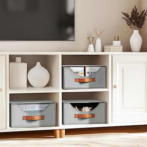 Miniatura 7 de DIMJ Organizadores y almacenamiento de armario, paquete de 4 contenedores de almacenamiento de tela con cajones, organizadores de ropa plegables y