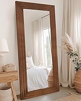 Vista 1 de Espejo de longitud completa, espejo de madera de 71 x 32 pulgadas, espejo de piso de madera con soporte, espejos de pie de gran tamaño, espejos