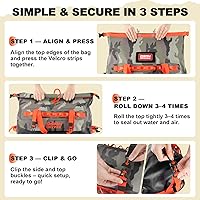 Vista 6 de Bolsa de lona impermeable 25L/40L/60L – Bolsa trasera de motocicleta resistente, bolsa seca enrollable para viajes, camping, canotaje, kayak