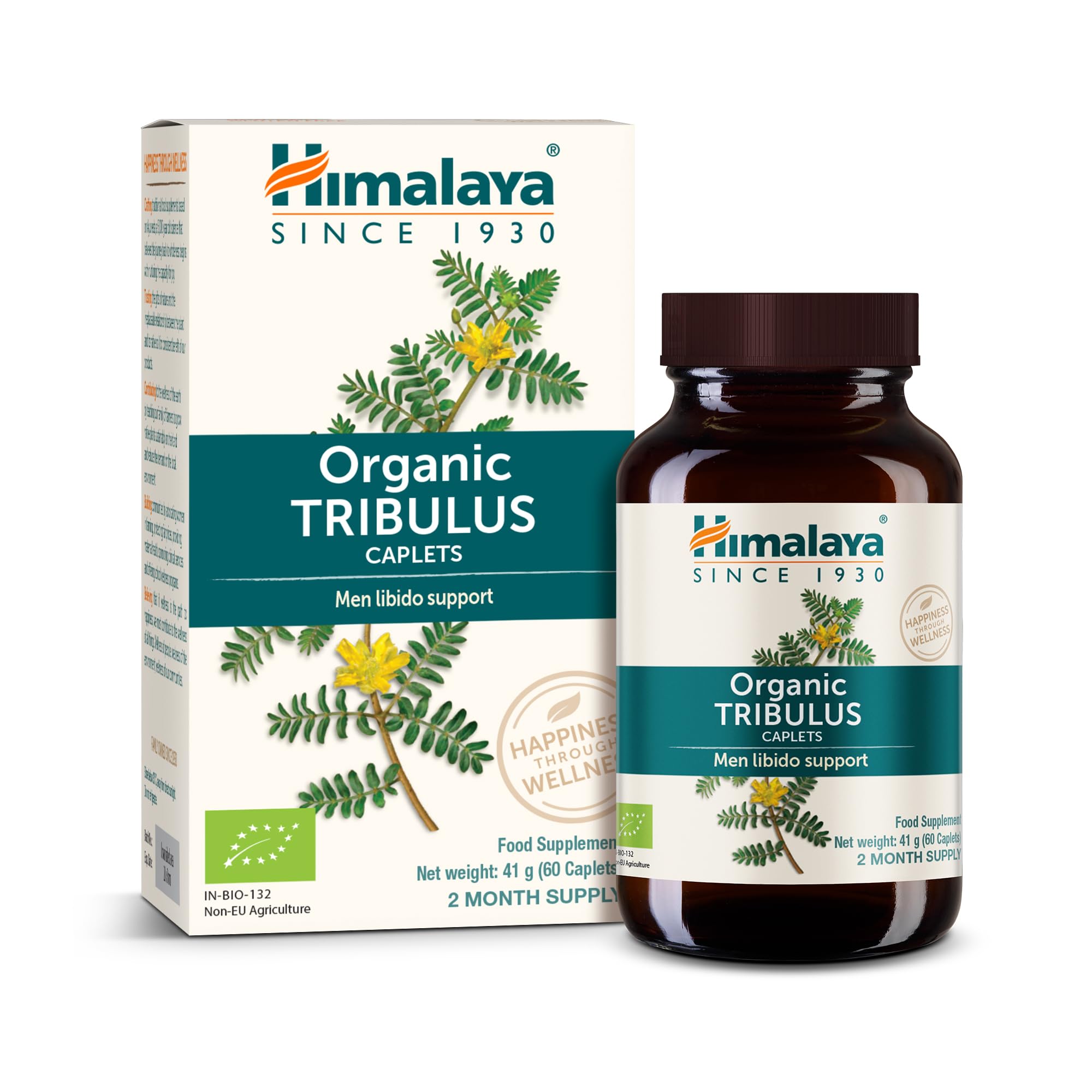 Himalaya Organic Tribulus (Goshkura) for Male Health, Libido, Urinary Support, Stamina, Energy, 688 mg, 2 Month Supply, 60 CapletsEU Organic