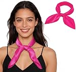 Durio Silk Head Scarf for Women Retro Square Satin Bandana Neck Scarves | Vintage square silky hair wrapping accessory. Soft lightweight skinny solid color.