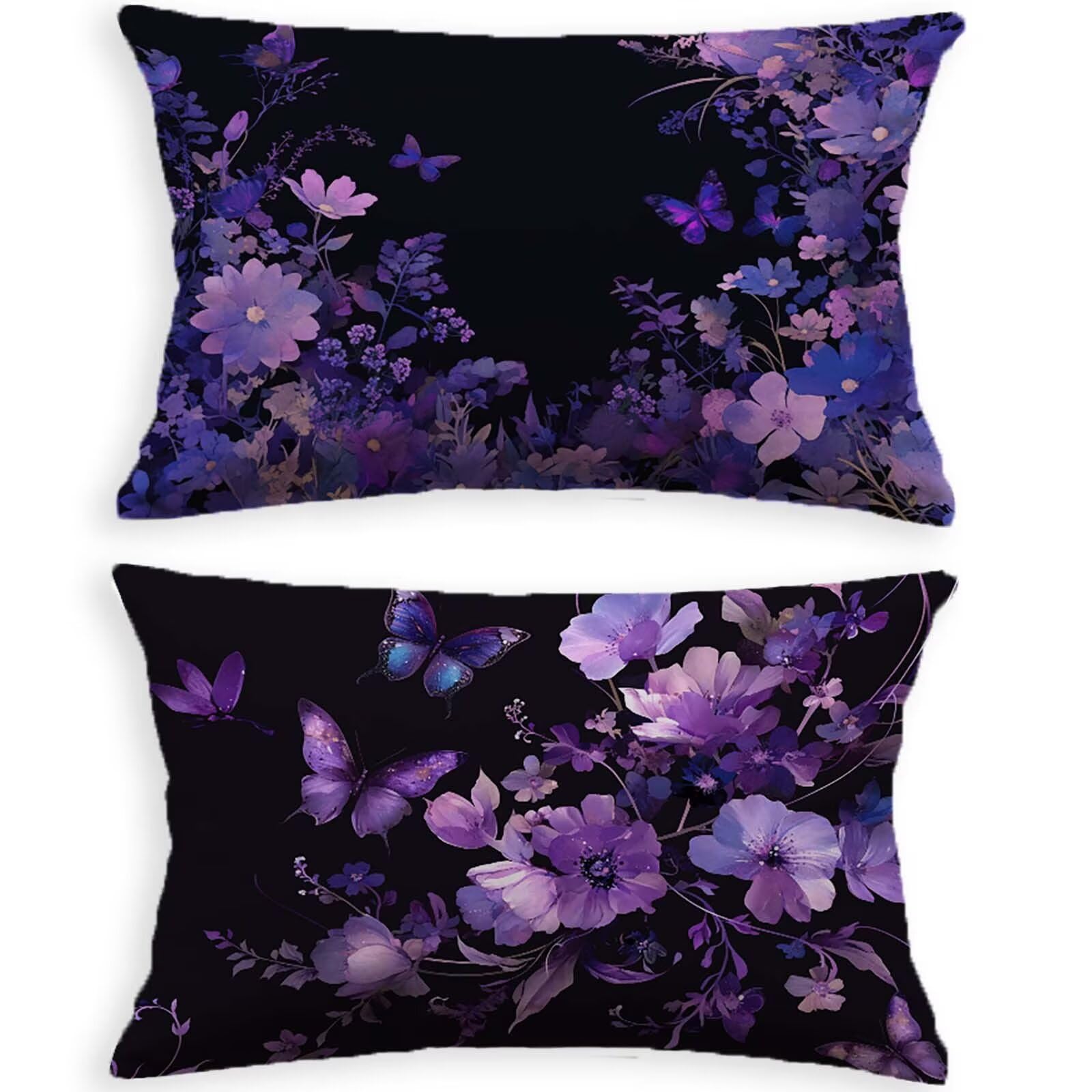 Housse de coussin noir 50x70cm rectangulaire velours avec zip discret