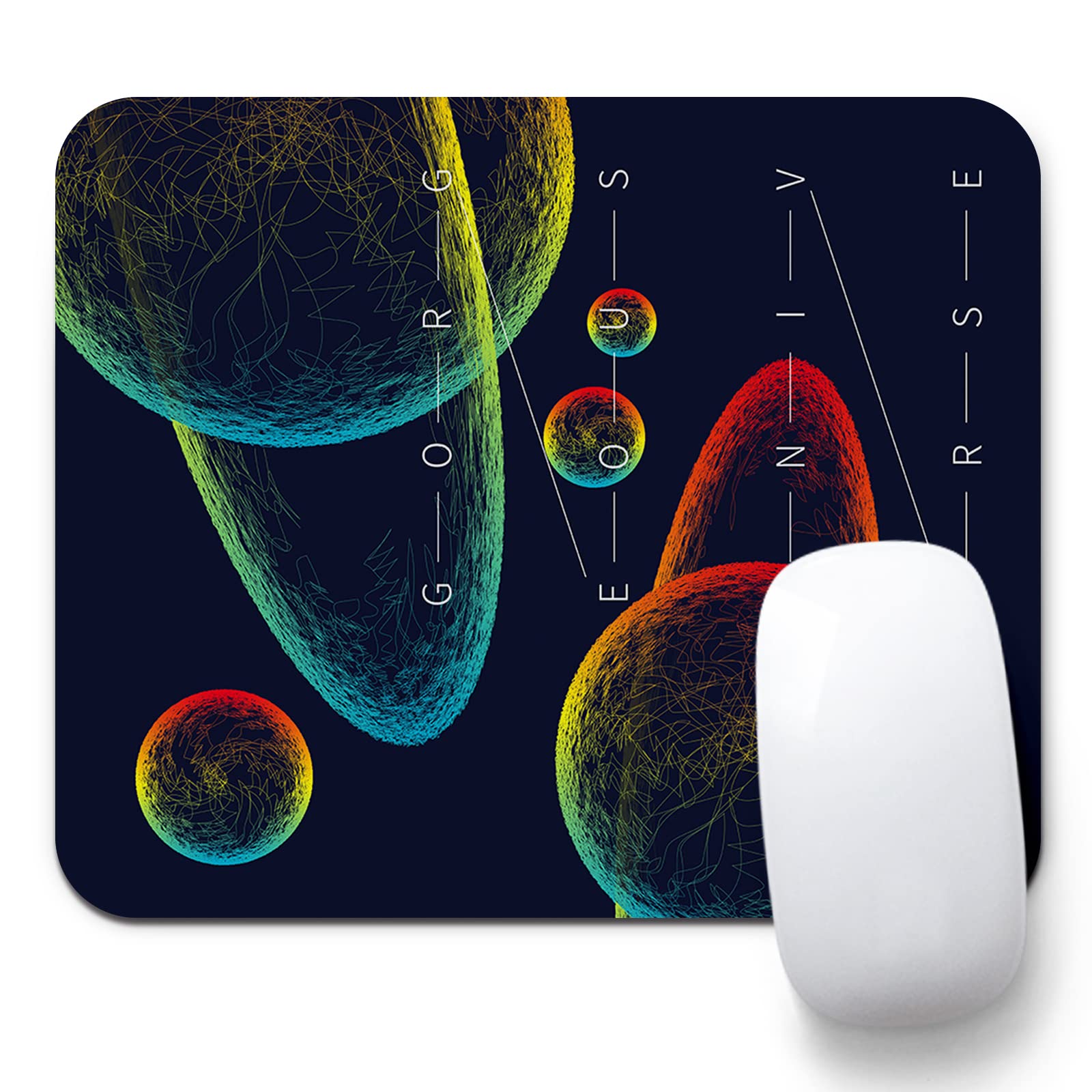 Square Mouse Pad Small, Tech Universe Graphic Design Mouse Pad, Washable Rubber, Suitable for Office, Home Waterproof Mouse Pad Personalized Design Rectangular Non-Slip Rubber Mouse Pad 9.5 X 7.9 Inch
