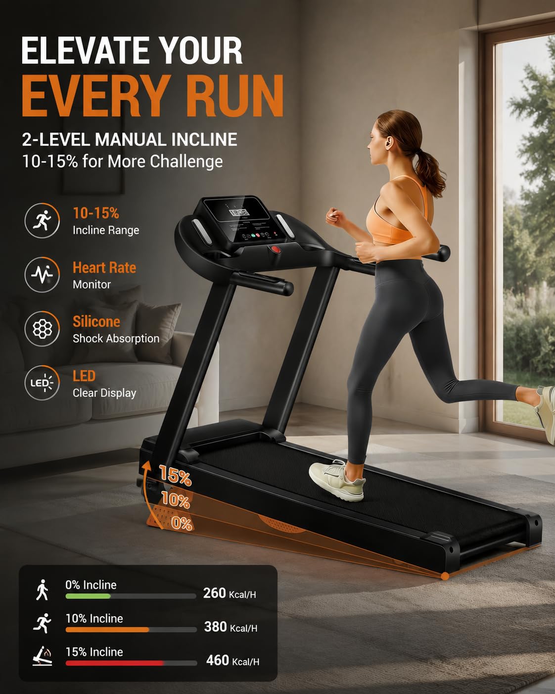 Xyphoril Tapis Roulant Elettrico Salvaspazio con Pendenza Regolabile 0%-15%, Motore Senza Spazzole 3.0HP, Corsa fino a 14KM/H, Nastro Running 102×39CM, 12 Modalità Sportive, Monitor Frequenza Cardiaca
