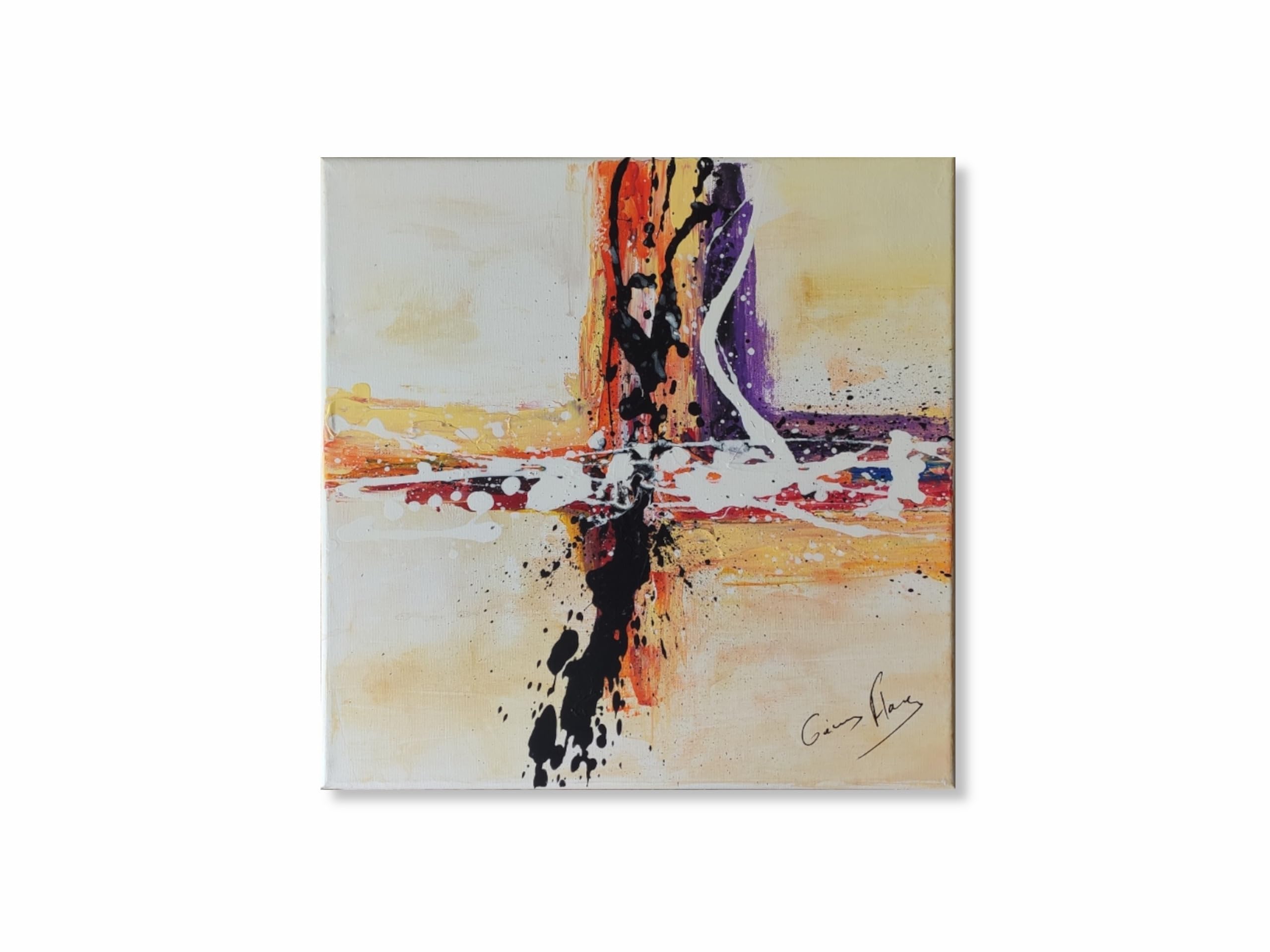 Tableau abstrait moderne acrylique sur toile 40x40 unique - 3