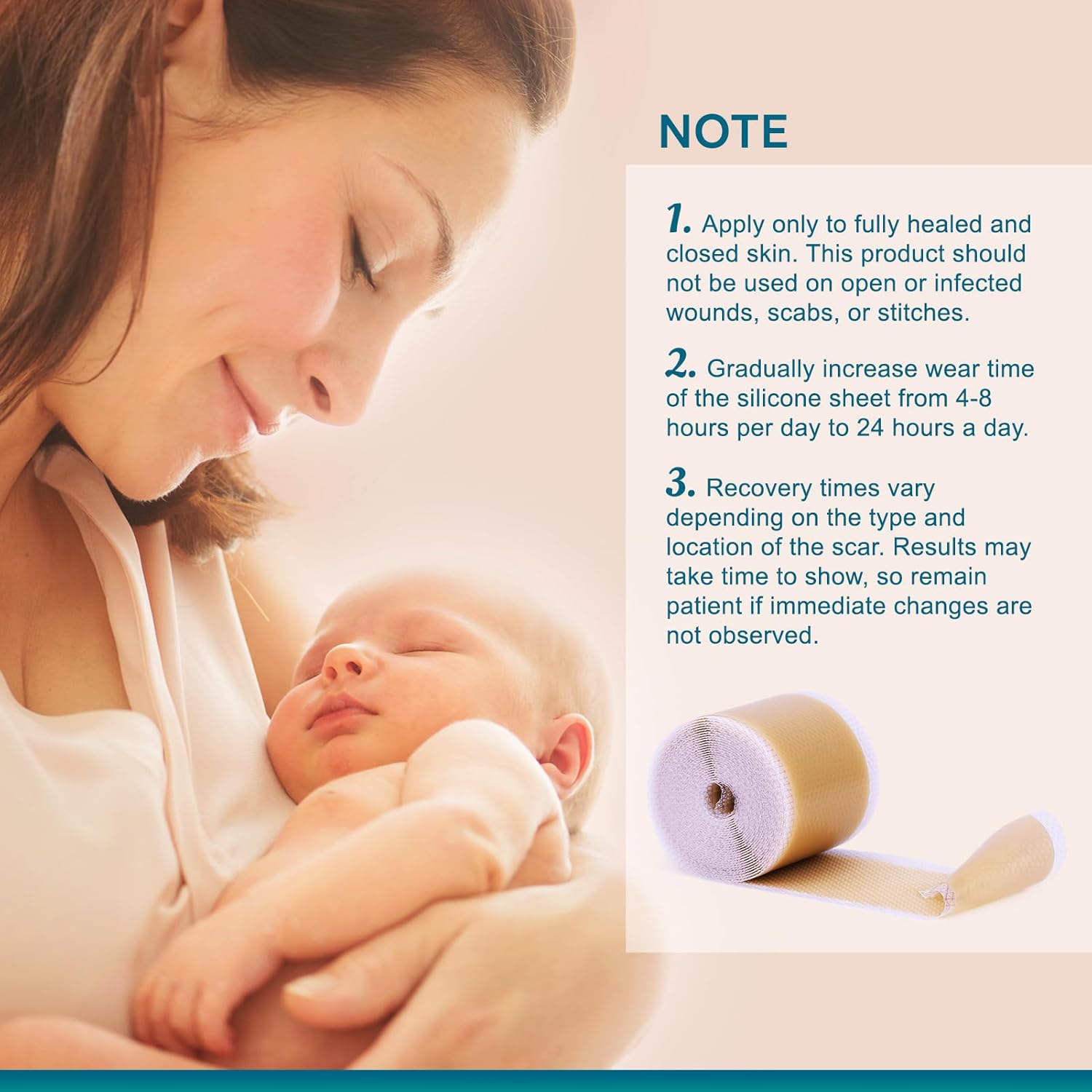 Silicone Scar Sheets, Silicone Scar Tape(1.6"x 120" Roll-300CM), Silicone Tape for Scars, Scar Tape for Surgical Scars, Silicone Scar Strips for C-Section, Tummy Tuck, Keloid, and Surgical Scars - Image 7