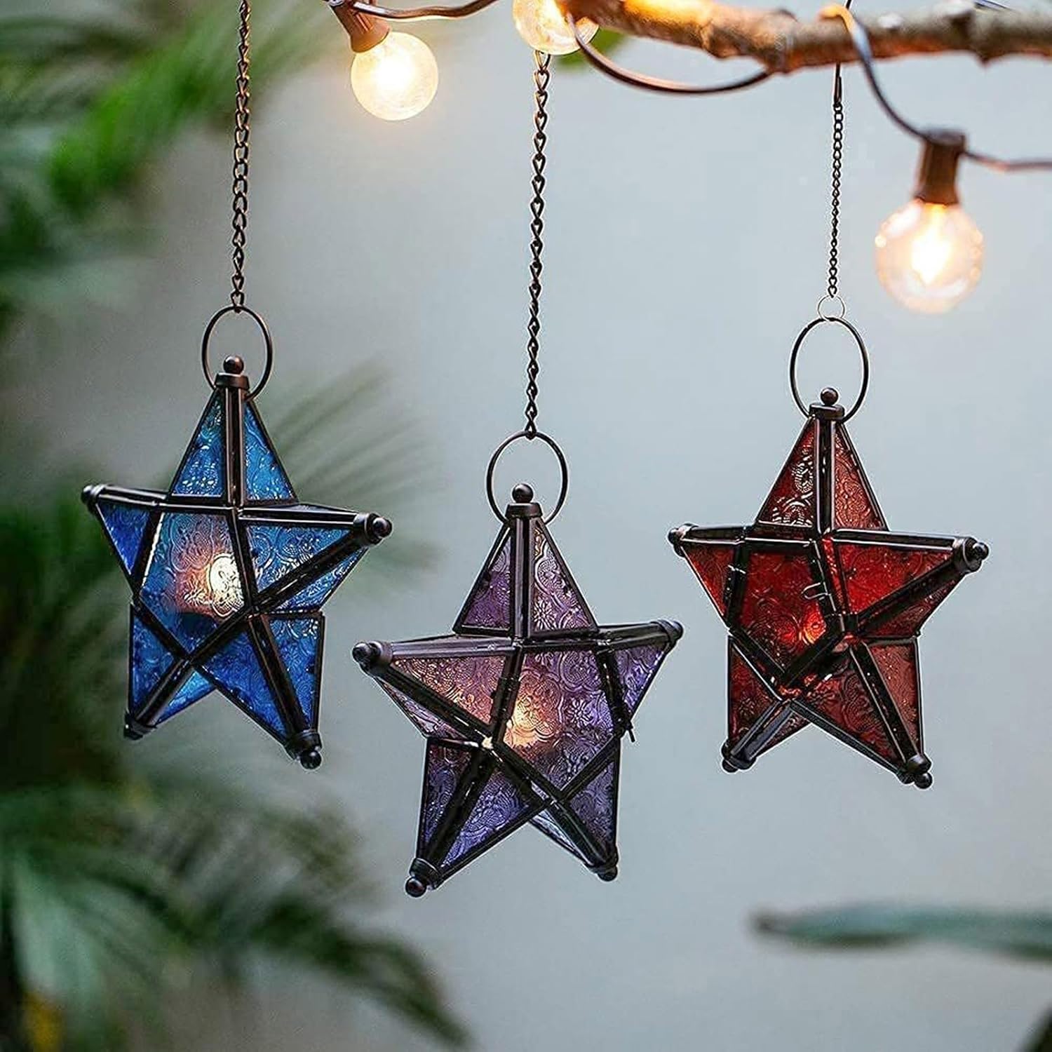 Pet Friendly Iron Holders Star Shape Secure Structure Enhances Any Space Ambiance Hanging Base