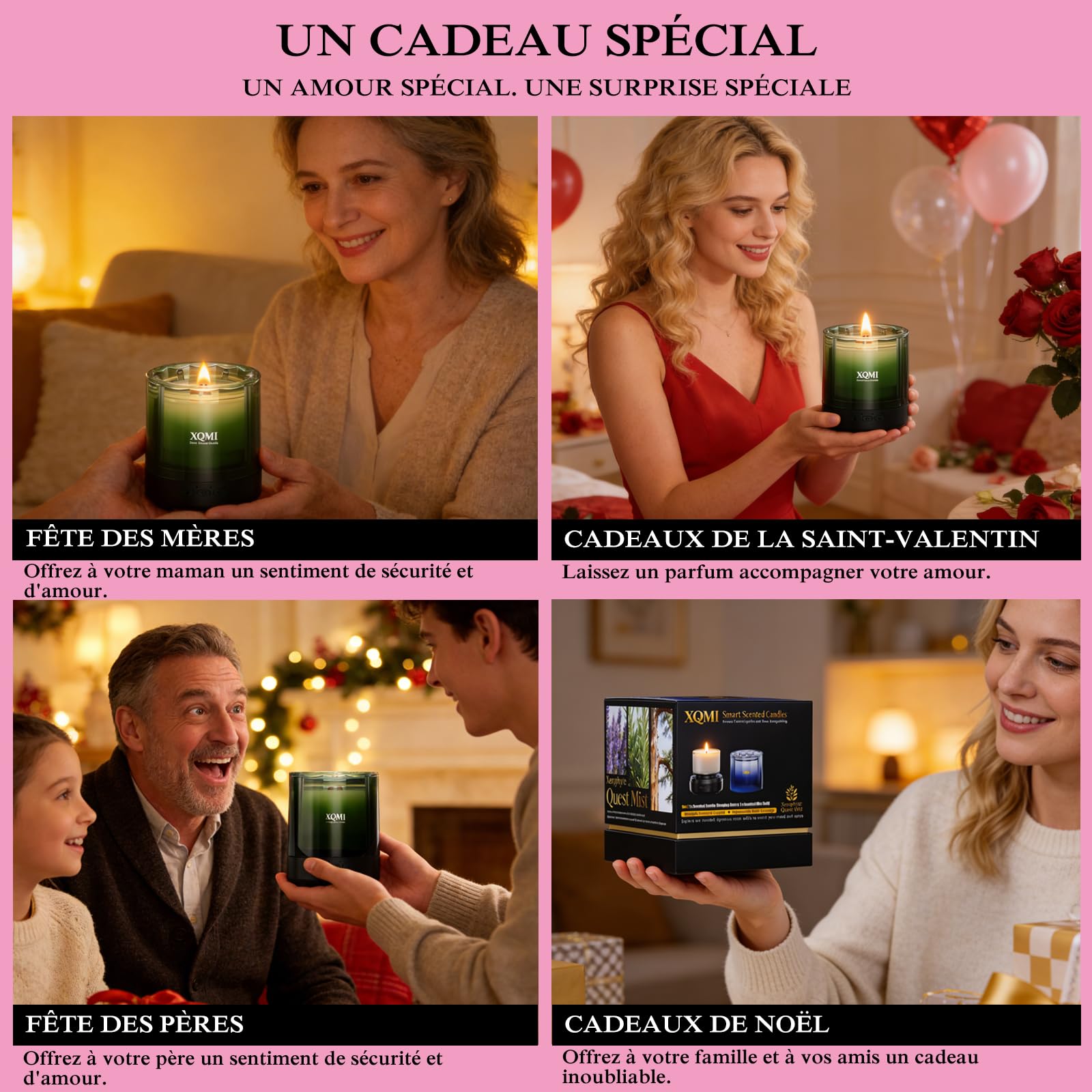 Bougies parfumées pour la maison - Coffret cadeau pour femmes et hommes - Cire de soja - Durée de combustion : 35 heures - Aiguilles de pin nord américain