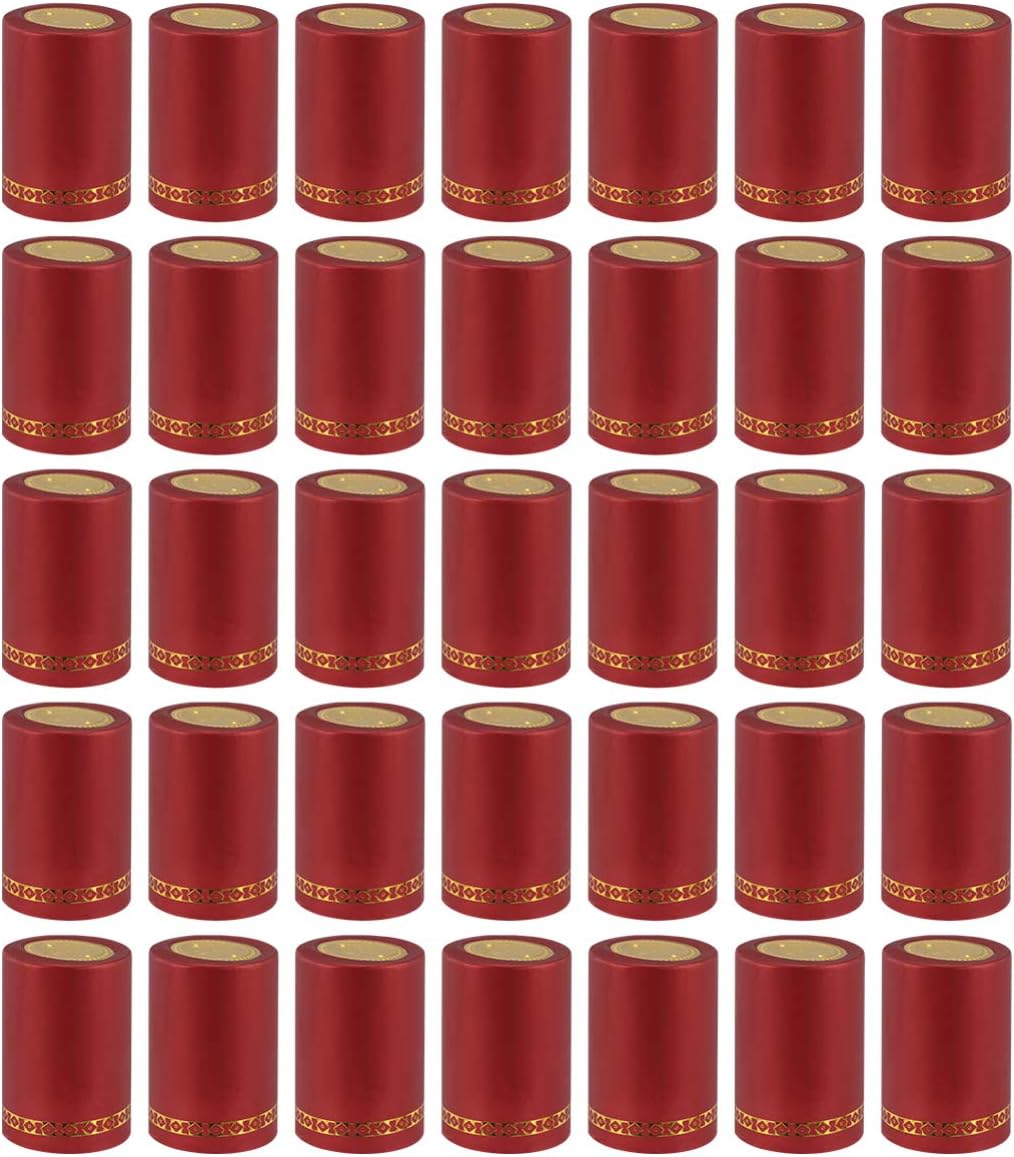 DOITOOL 100 Pcs PVC Heat Shrink Capsules Wine Bottle Capsules Shrink Caps Wine Shrink Wrap for Wine Cellars and Home Use (Red)