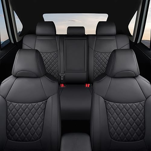 Miniatura 5 de GIANT PANDA Juego completo de fundas de asiento de automóvil de piel sintética para Toyota RAV4 LEHybrid LimitedXLEXLE Premium 2019-2025 (negro)