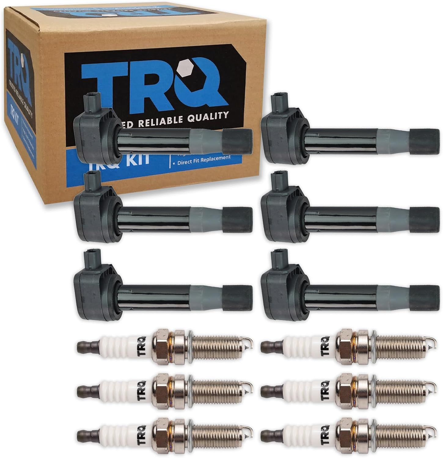 TRQ Ignition Coil & Spark Plug Kit 12 Piece Iridium Compatible with 2008-2012 Honda Accord 2008-2010 Odyssey 2009-2014 Ridgeline 2009-2011 Pilot 2010-2012 Acura TL 2010-2013 TSX MDX ZDX 2013-2015 RDX