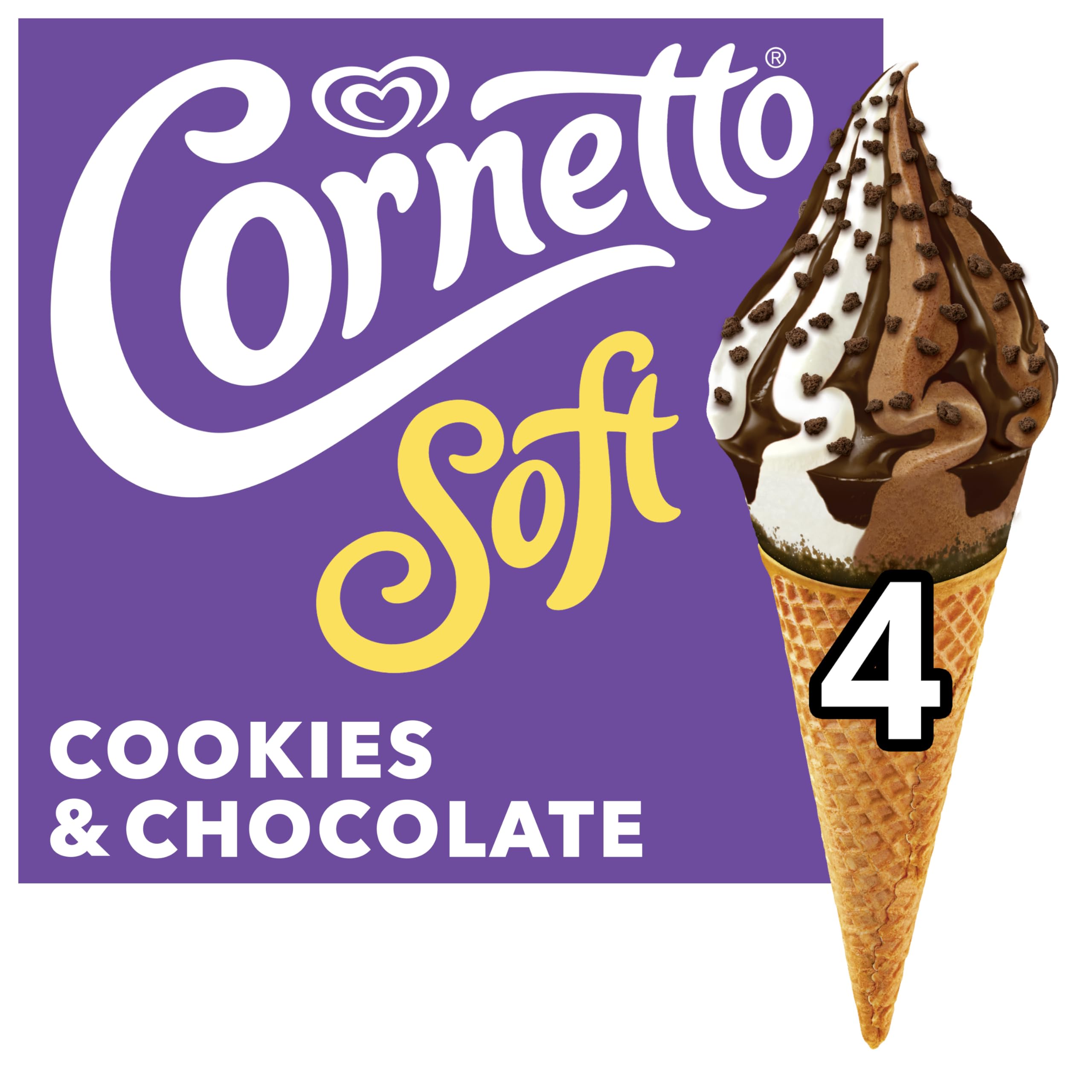 Cornetto Soft Cookies & Chocolate Ice Cream Cones 4 x 140ml
