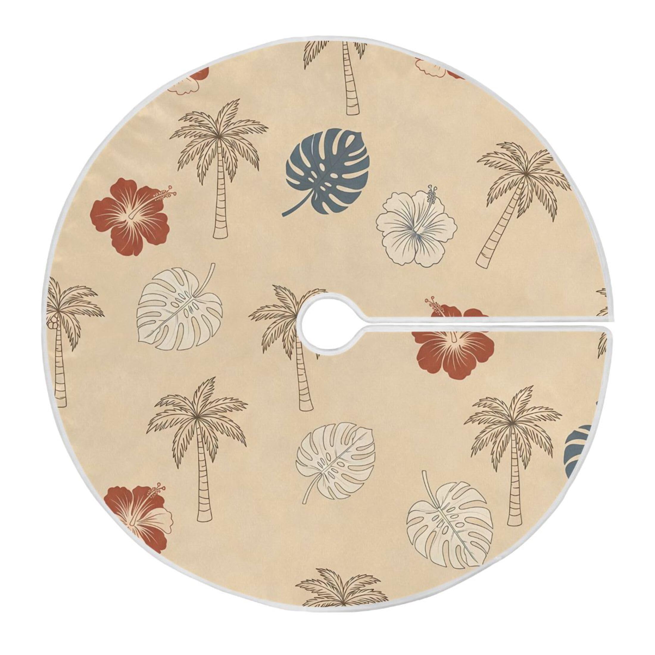 Fuauuyl Coconut Trees Christmas Tree Skirt 48 in Indoor Outdoor Tree Mat for Farmhouse Holiday Party Decoration