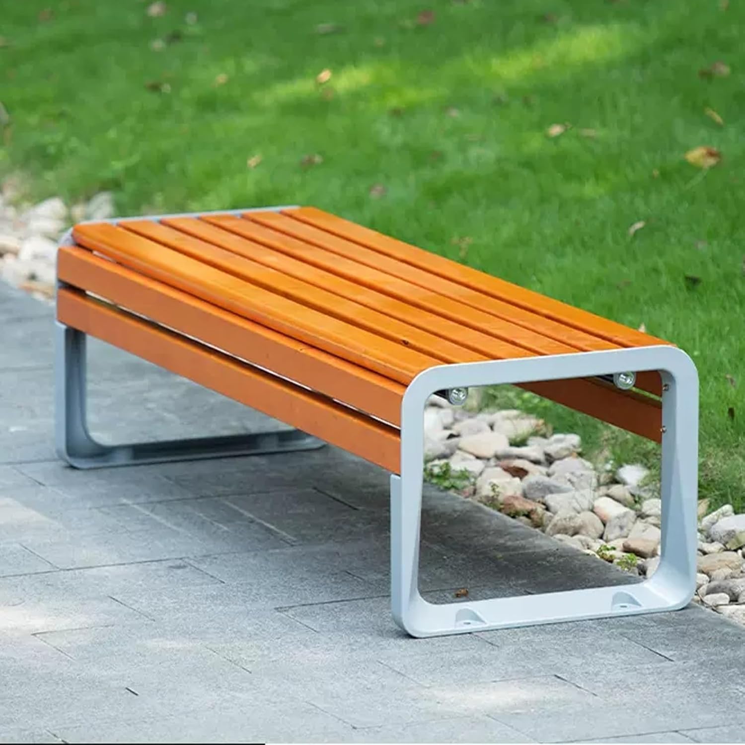 Heavy-Duty Metal Patio Garden Bench, Aluminum Frame Loveseat Chair for Park, Yard, Porch, Lawn, Balcony, Backyard - Outdoor Seating, 59” x 19.7” x 16.5”