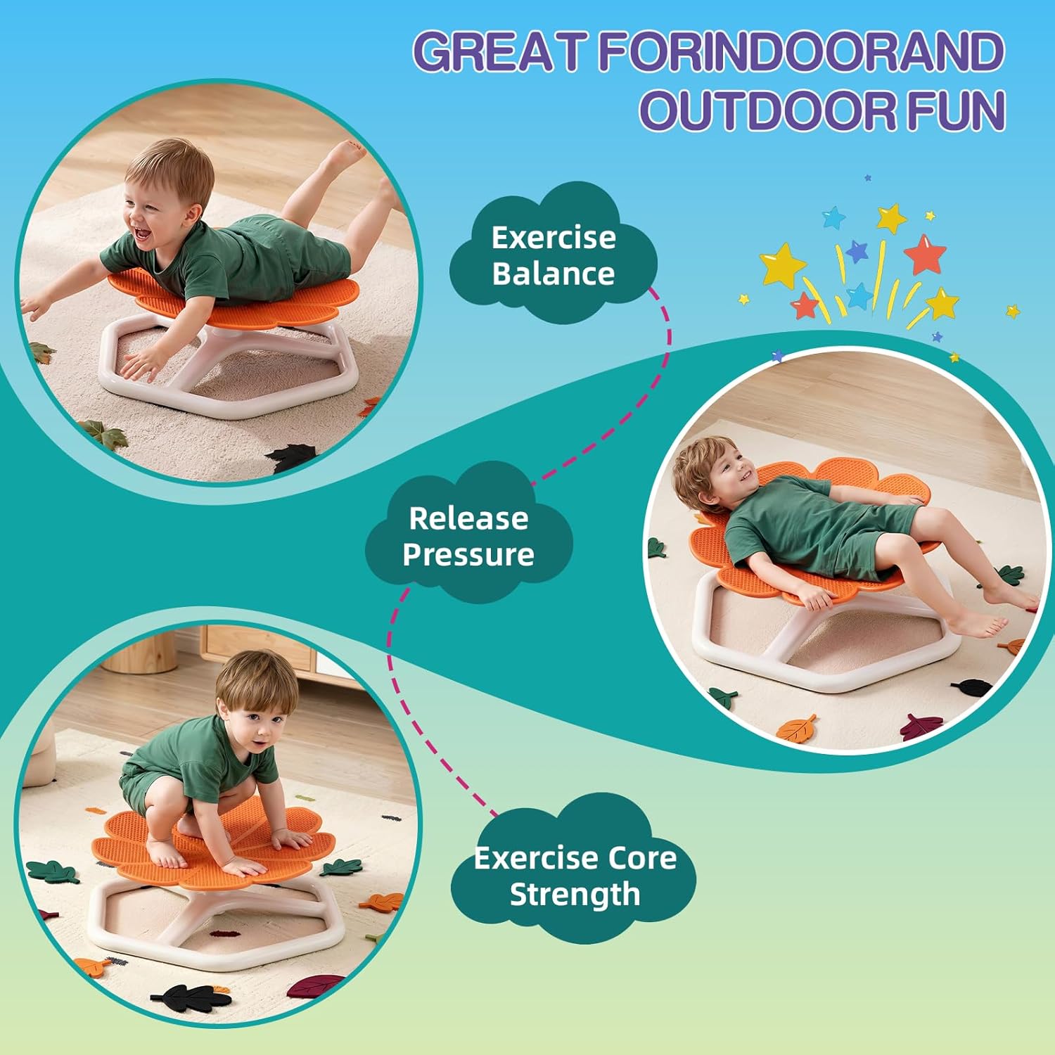 Spinning Chair for Autistic Kids,Sensory Swivel Chair, 220LBS Weight Capacity, Sensory Toy for ADHD & Autism 3-6 Years Children,Training Body Coordination, Metal Base Non-Slip Design (Orange)