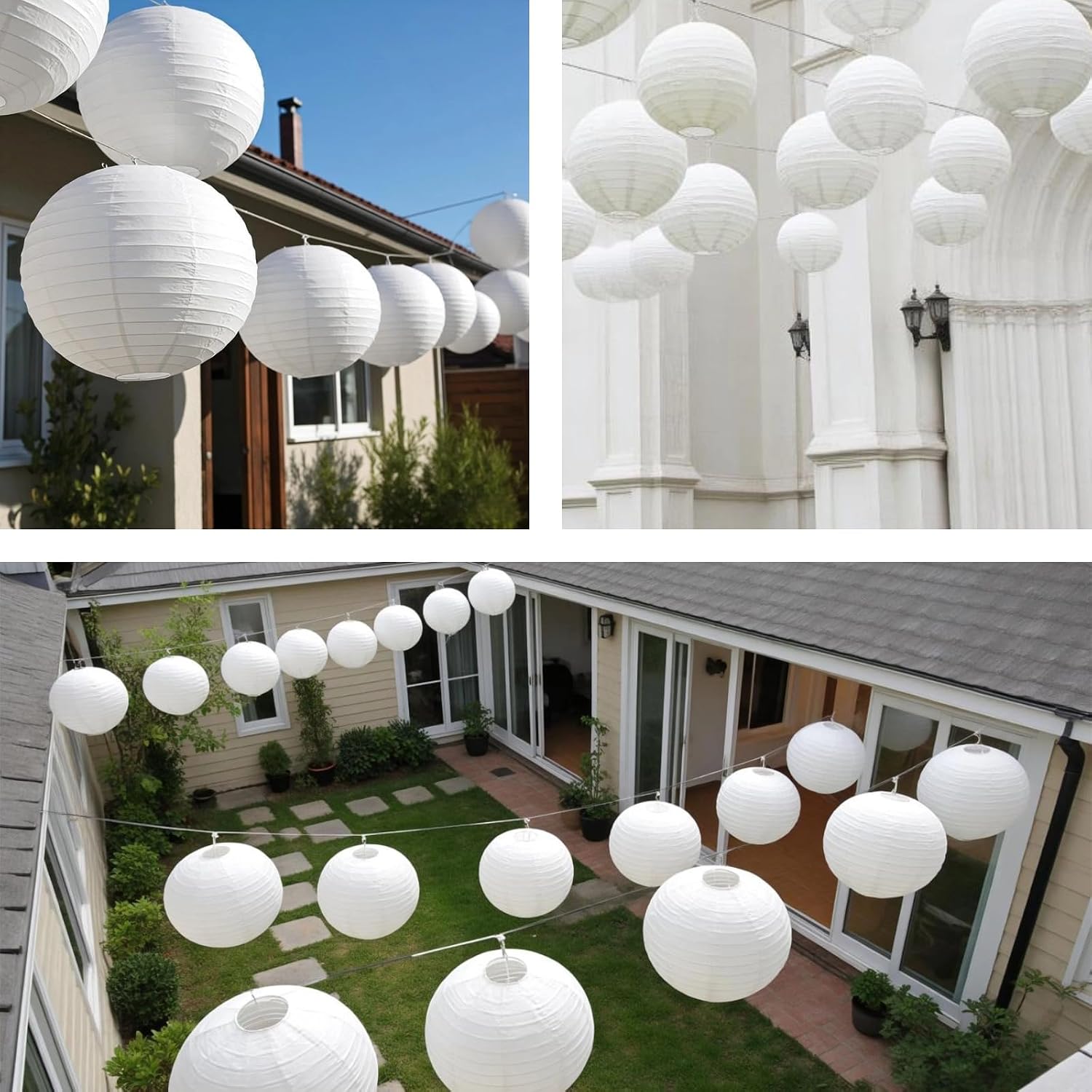 Chinese Paper Lanterns - Pack of 10, 12-Inch White Hanging Lights for Birthday Party Decorations, Ceiling Decor, Rainbow Classroom, Wedding, and Home Party