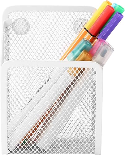 Miniatura 2 de Soporte magnético para lápices, cesta de malla de acero inoxidable para bolígrafos, organizador de almacenamiento de utensilios de escritura de