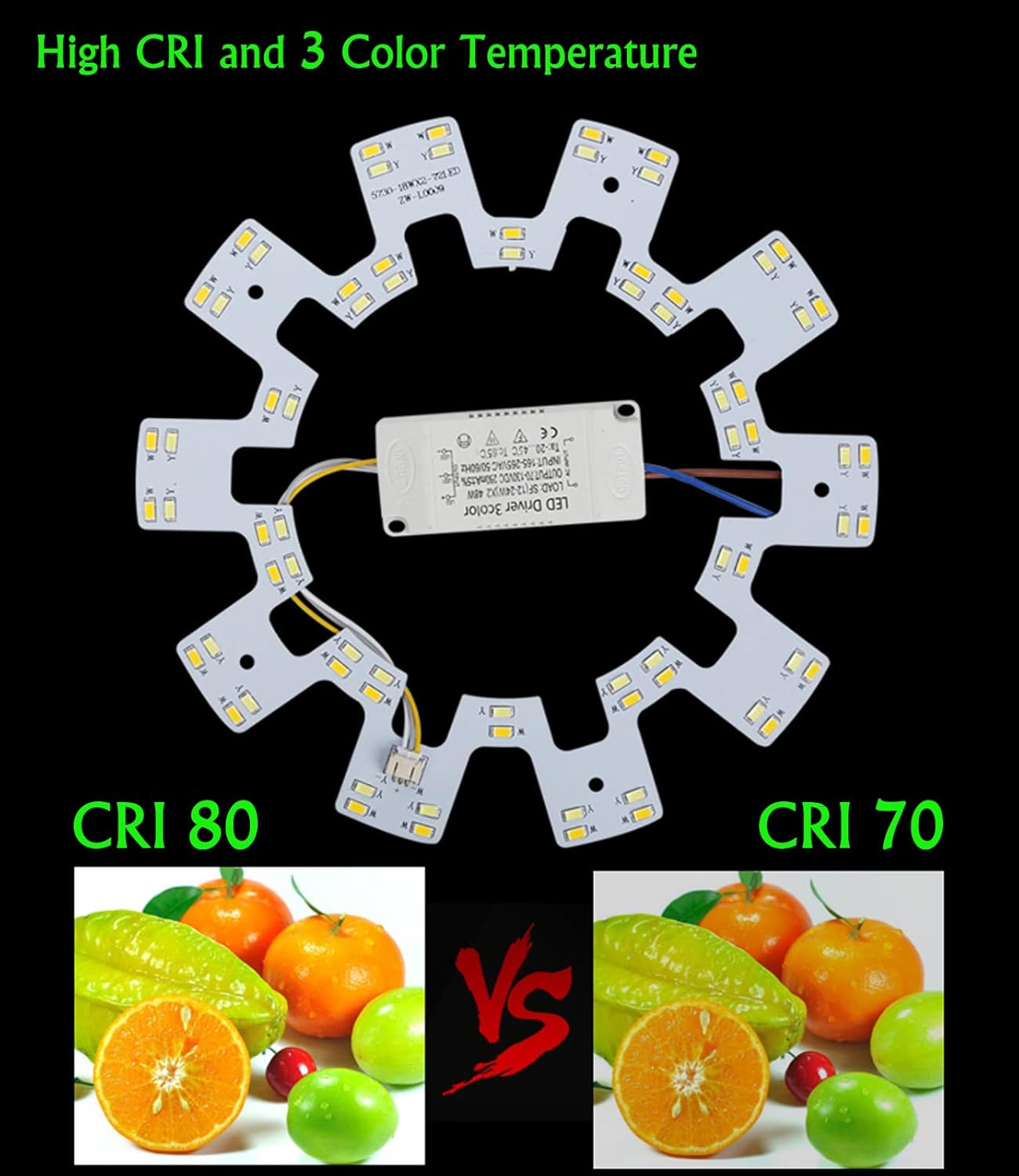 18W 3 Color Temperature LED Flush Mount Ceiling Fan Light Kit Replacement LED Light Board Panel,Retrofit LED Light Engine