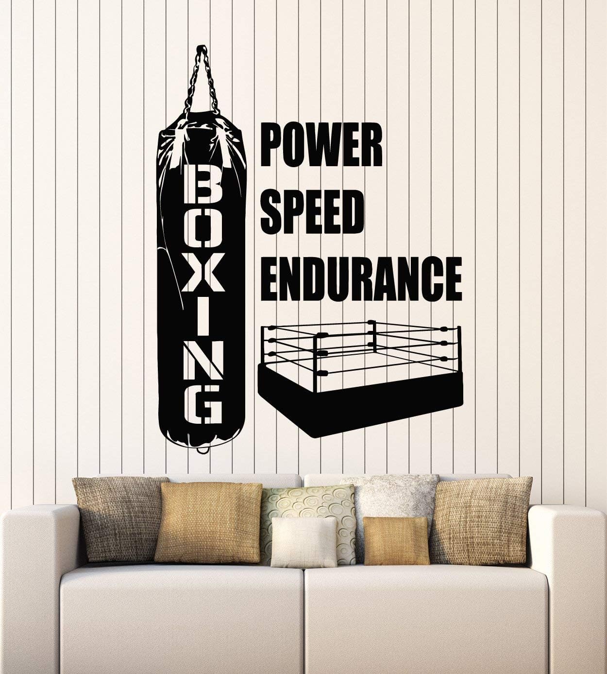 WallStickers4ever Vinyl Wall Decal Power Speed Endurance Boxing Sport Club Stickers Mural Large Decor (g5243) Black