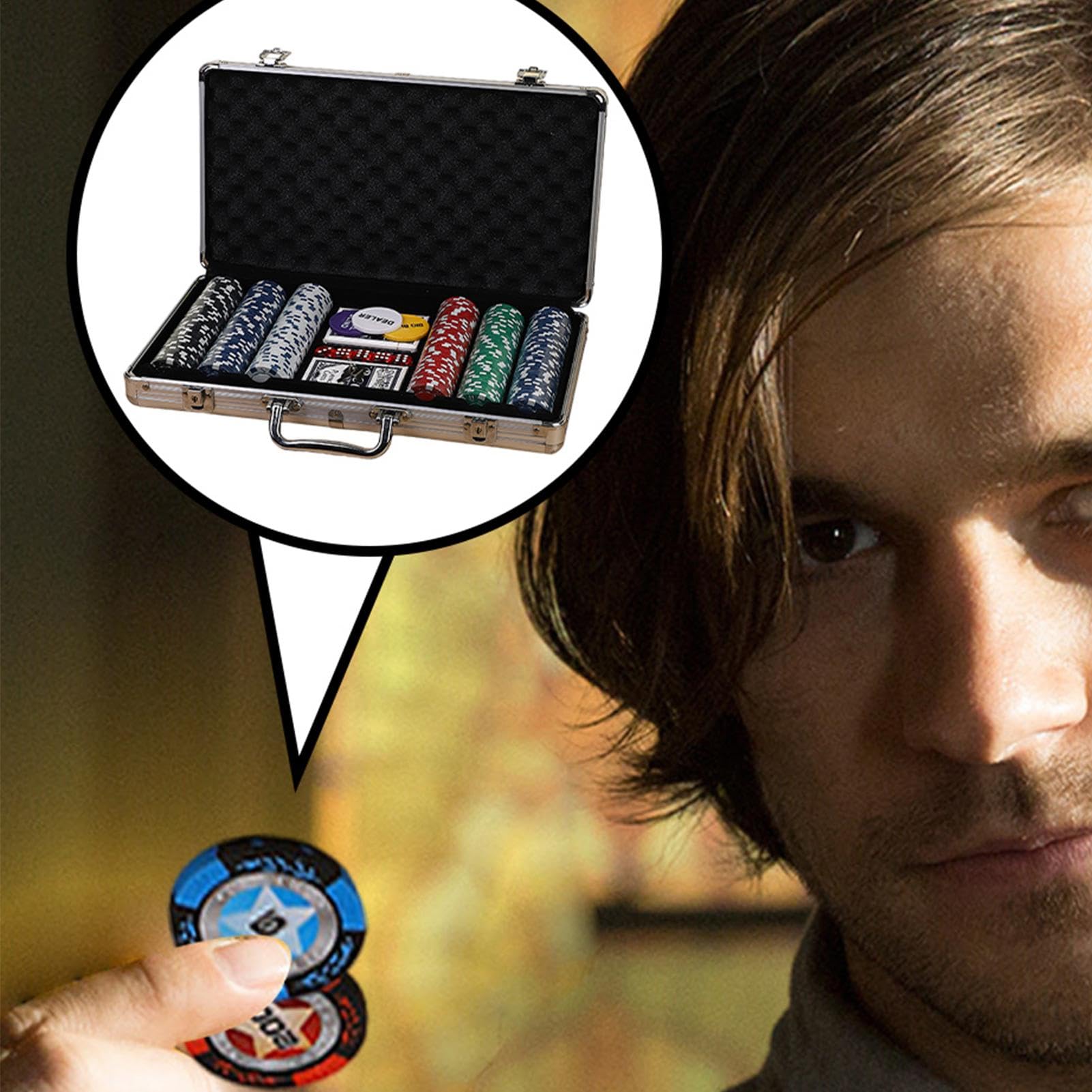 Gra 300 żetonów do pokera, gry w pokera z etui | Wielofunkcyjne gry na | żetony imprezowe - ważony pełny zestaw do gry w pokera turnieju blackjacka