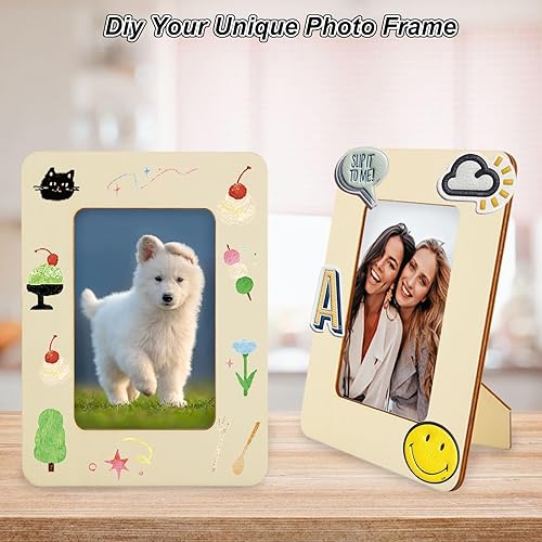 Vista 14 de 20 marcos de fotos de madera para manualidades, marcos de fotos de madera maciza sin terminar para fotos de 4 x 6 pulgadas, marcos de fotos