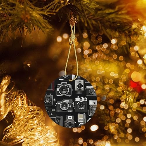 Miniatura 4 de Christmas Ornament 2.9" Christmas Tree Ceramic Round Pendant Retro Cool Camera Collection Christmas Tree Hanging Ornament Accessories 2025 Christmas