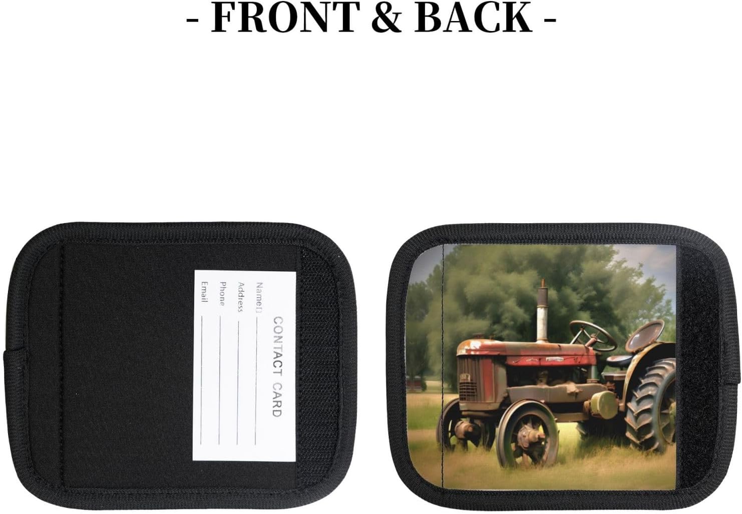 Old Tractor Photoes Farm Print Luggage Handle Wrap for Suitcase/Carry On/Backpacks-Neoprene Handle Wrap Cover 2pcs