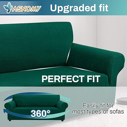 Vista 81 de Asnomy Couch Covers for 3 Cushion Couch Stretch Sofa Covers Slipcovers, Pet Protector Furniture Covers for Dogs Cats Spandex Jacquard Fabric Small