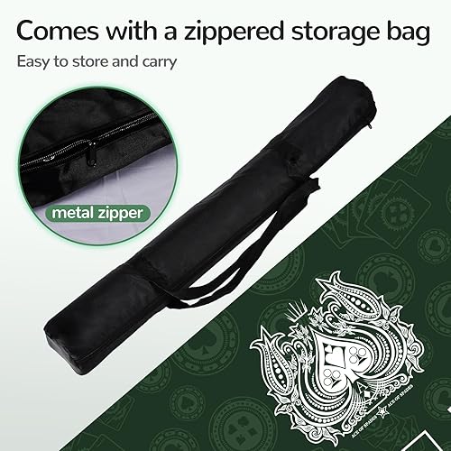 Miniatura 39 de Alfombrilla de póquer profesional impermeable, 8 jugadores de goma portátil Texas Hold'em Poker mesa de póquer con bolso con cremallera para jugar