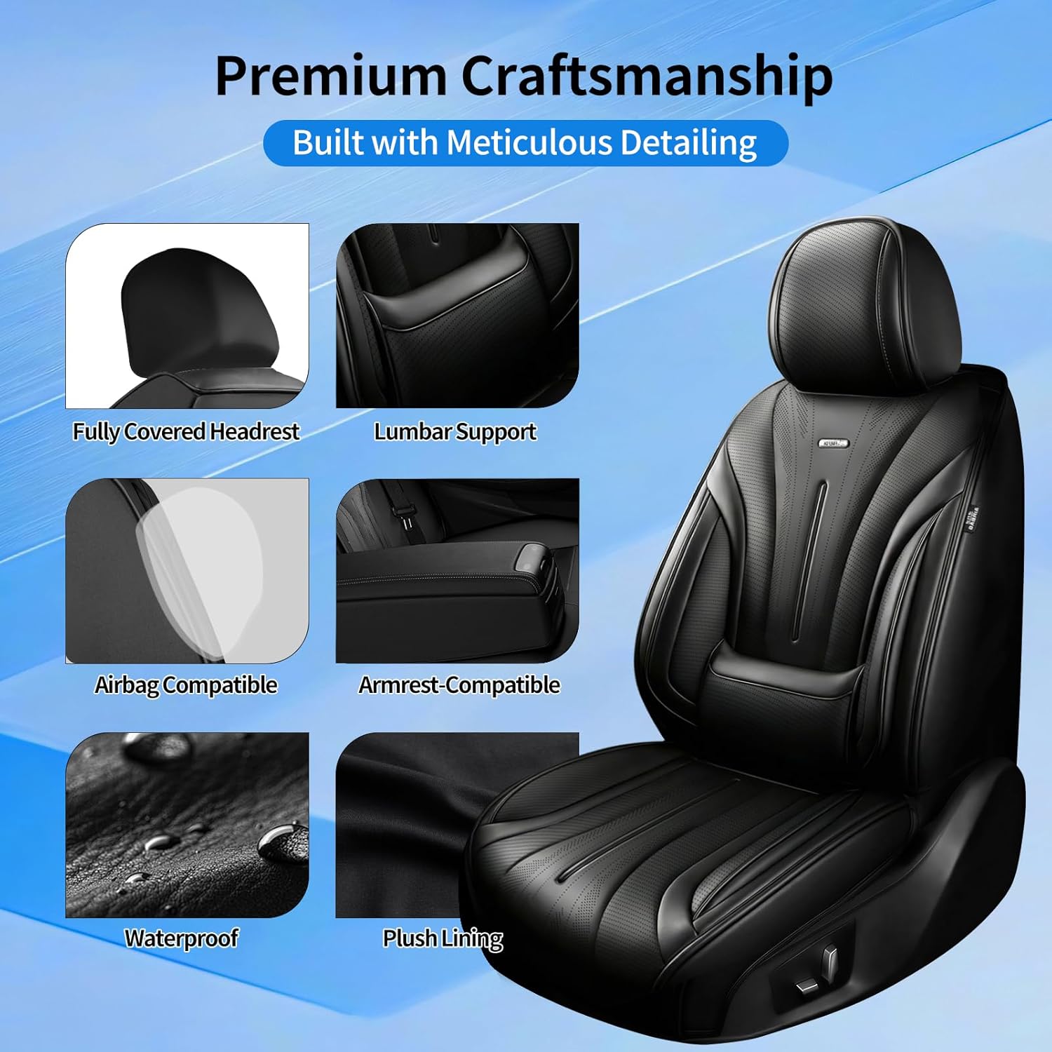 Fit 4Runner Car Seat Covers (Only for 5 Seats Version) for Select Toyota 4Runner 2003-2024 2025 2026 - Full Coverage Leather, Waterproof & All Weather Breathable Seat Protector, Black