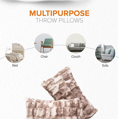 Miniatura 7 de Cheer Collection Juego de 2 almohadas decorativas de piel sintética con rellenos para sofá, cama, dormitorio y sala de estar, almohadas decorativas