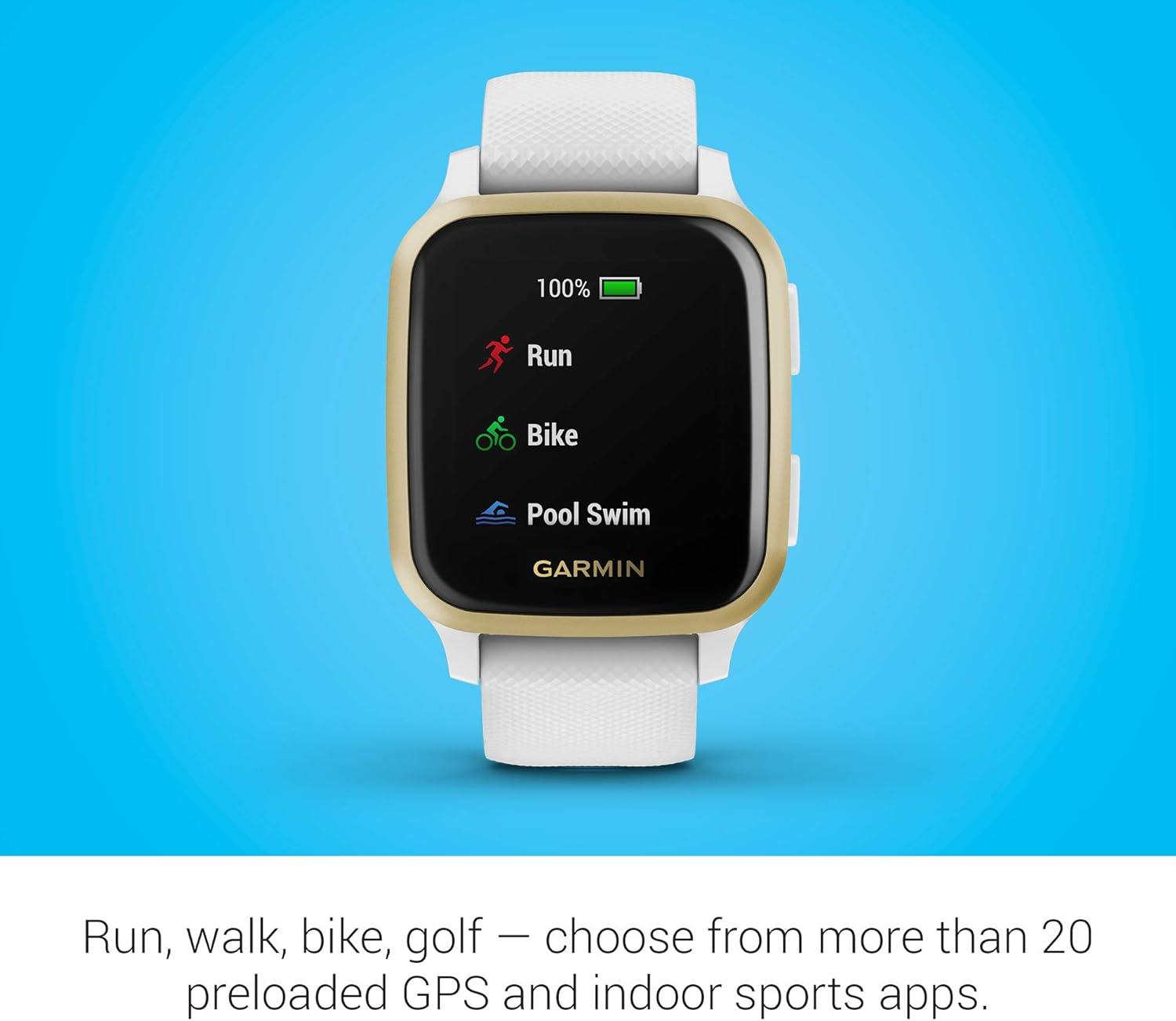 80% оƒƒ Dіѕсоunt Garmin Venu Sq, GPS Smartwatch with Bright Touchscreen Display, Up to 6 Days of Battery Life, Light Gold and White