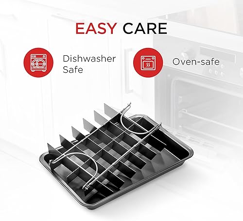 Miniatura 2 de Elbee Home Professional Brownie - Bandeja para hornear brownie, incluye divisor Browny para cortar perfectamente brownies cada vez, acero al carbono