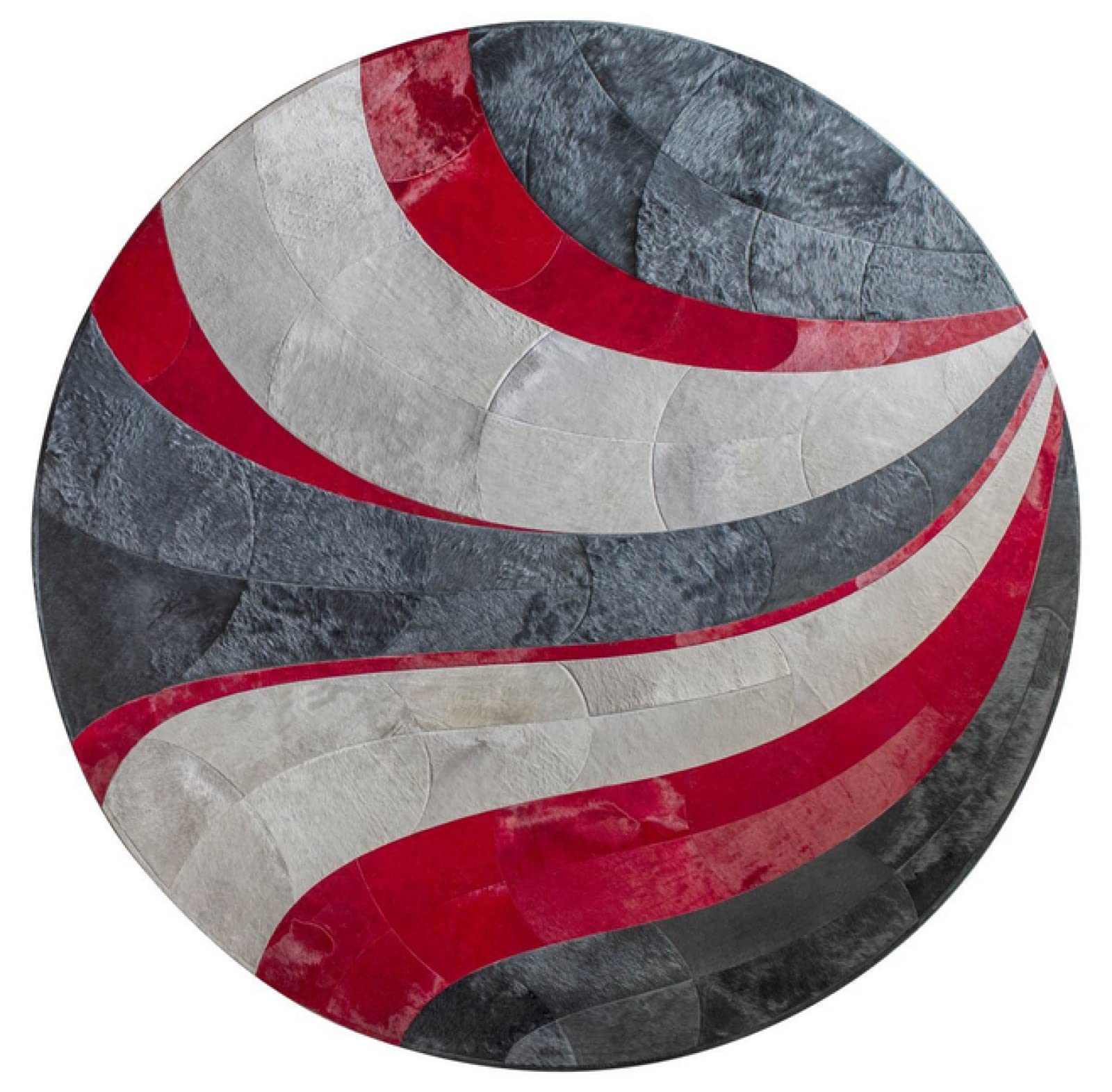 Tapis de chambre lavable rond 120 cm style géométrique gris