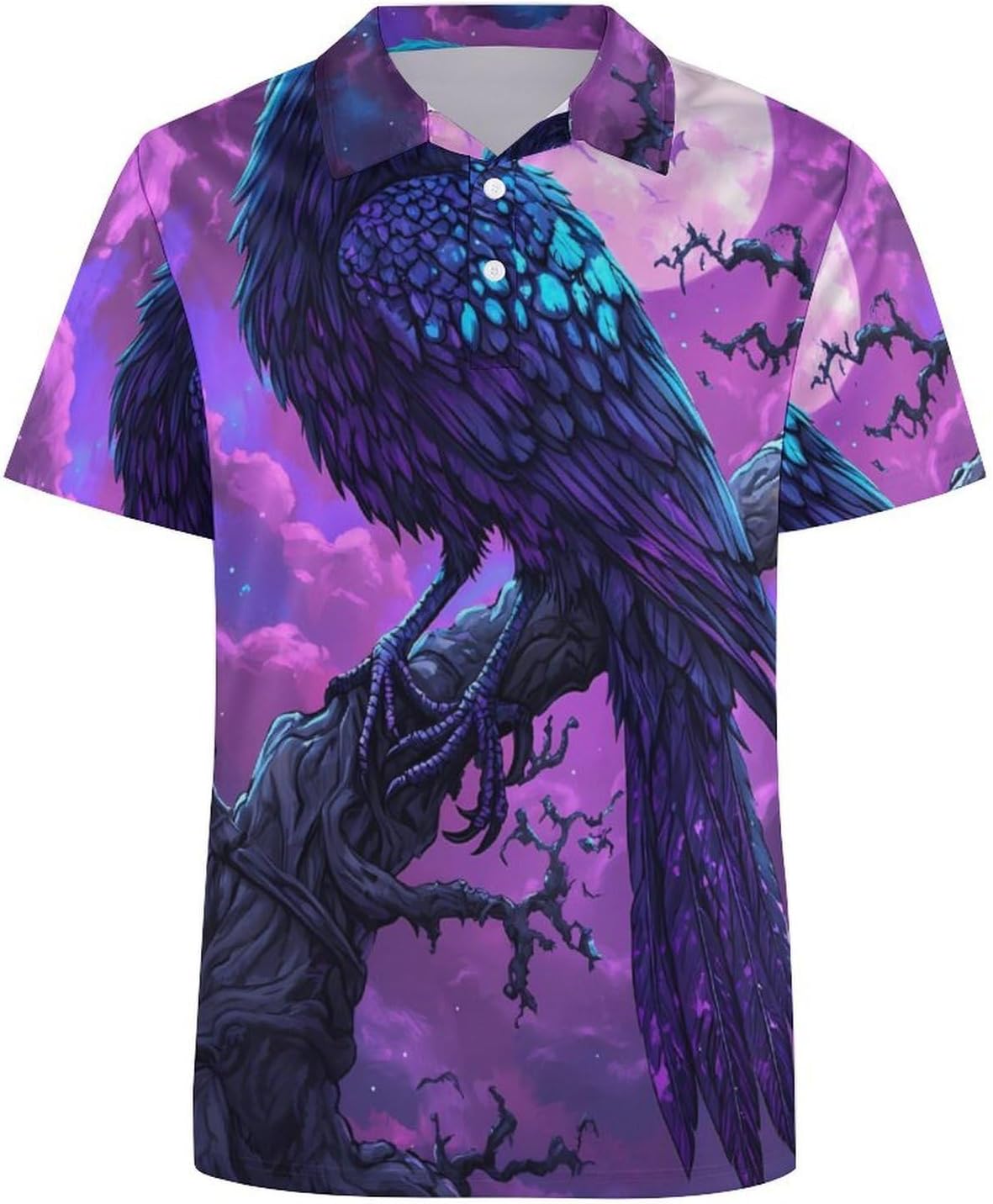 Raven and Full Moon Women's Golf Polo Shirts Short Sleeve Quick Dry Tennis Tops Casual Work Blouses