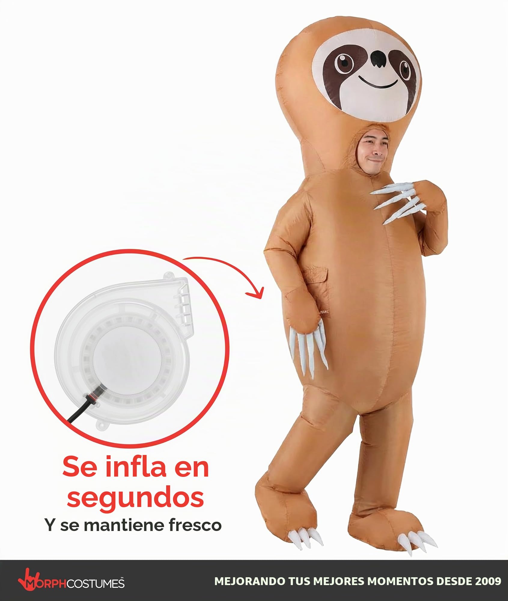 Morph Disfraz Hinchable Oso Perezoso Adulto, Disfraces Animales para Carnaval y Halloween, Talla única