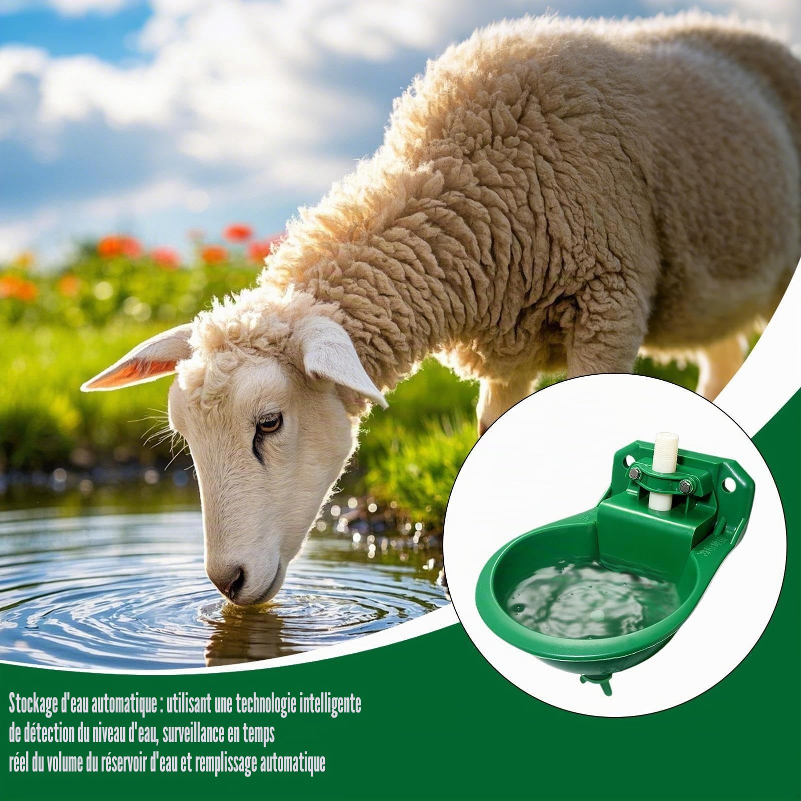 Abreuvoir Automatique pour Chien, 500 ML, mangeoire pour Chevaux, bétail, Distributeur d'eau pour Moutons, chèvres, bétail et Chiens