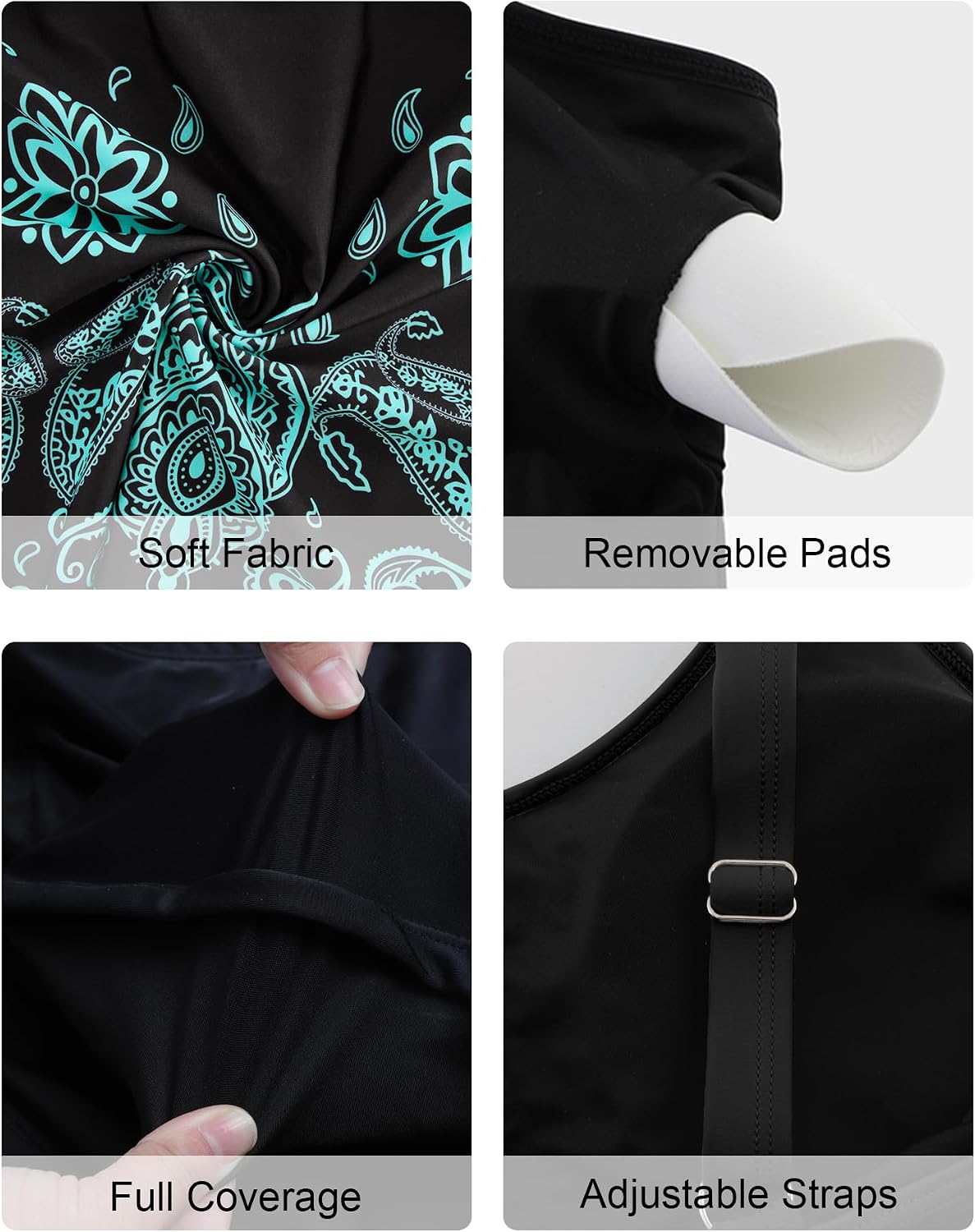 Arolina Tankini Swimsuits for Women Tummy Control Two Piece Bathing Suits Flowy Swim Tops with Boy Shorts thumbnail