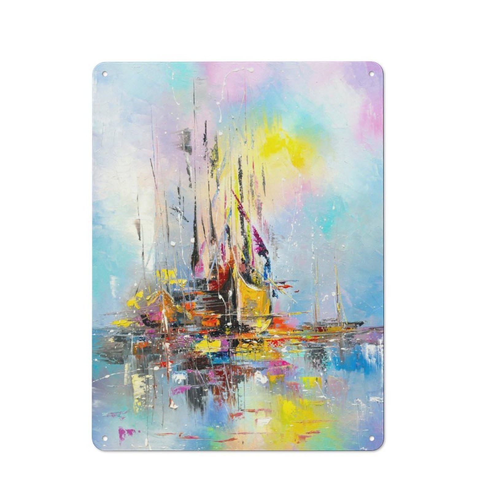 Junmoney Illusive Boats 40X30cm Retro Tin Wall Plaque With For Pub Or Café, A Winter Wall Decor Update For Café Interior Fans