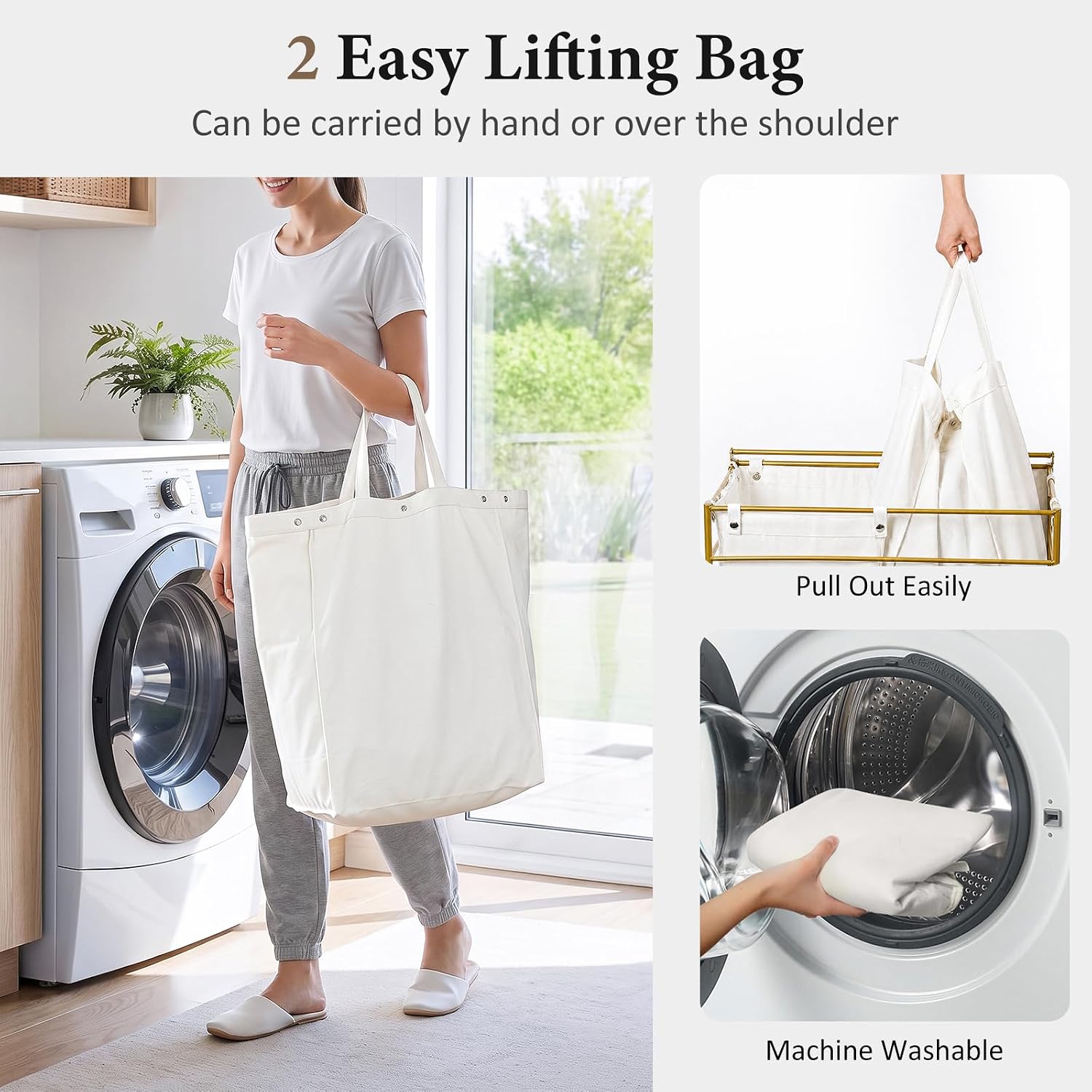Double Laundry Hamper with Wheels and Lid, 115L Rolling Laundry Basket