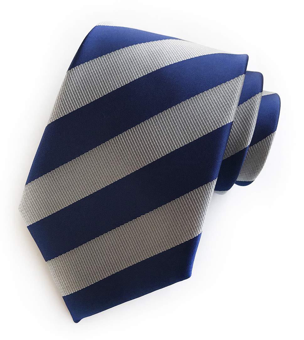 Secdtie Men's Classic Striped Yellow Blue Jacquard Woven Silk Tie Necktie