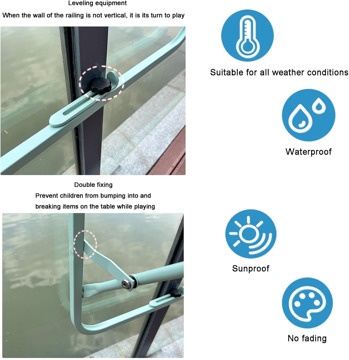 Foldable Balcony Computer Workstation – 3 Adjustable Heights, Space-Saving Design for Outdoor/Indoor Use, Ideal Coffee Table for Garden, Patio, Railing & Deck (Black)