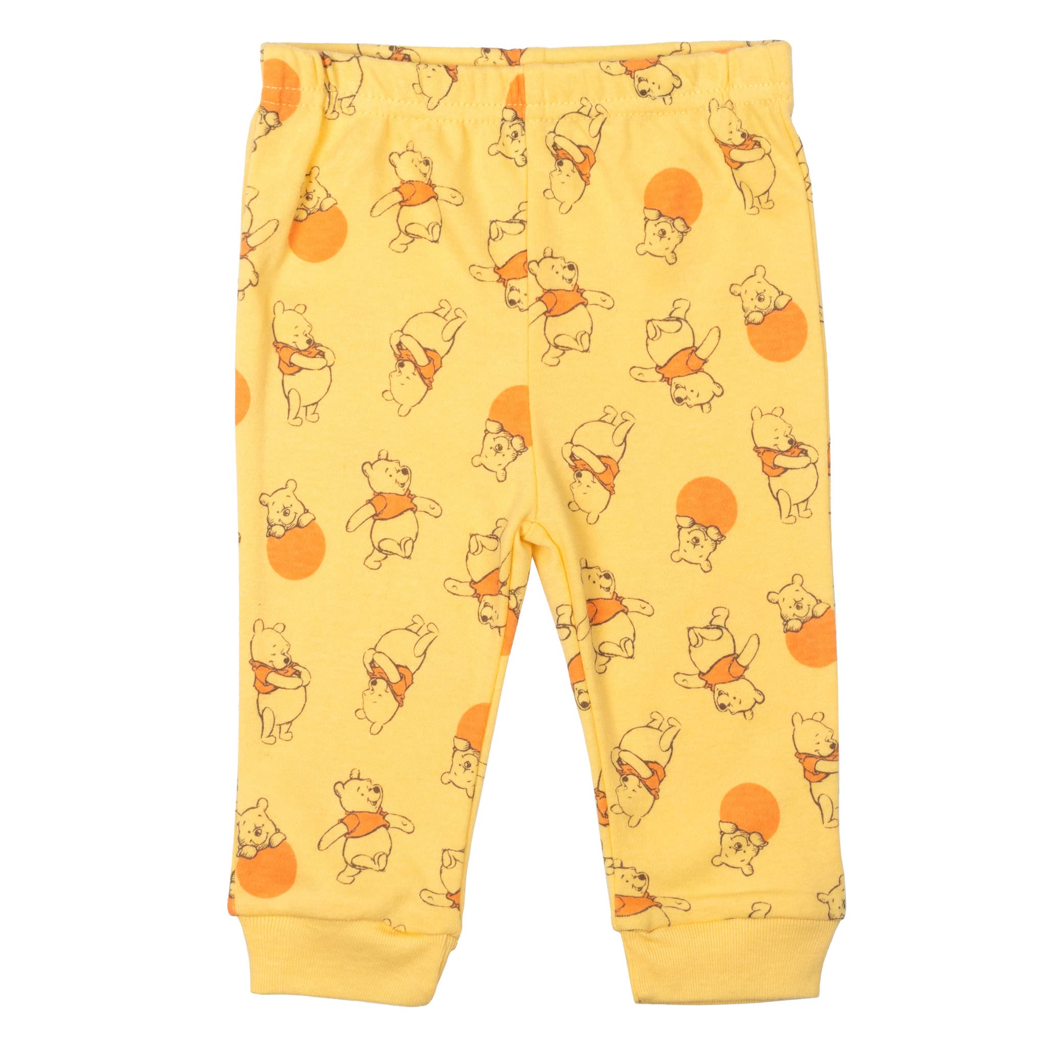 Disney Winnie Puuh Baby-Body, Hose, Lätzchen und Mütze, 4-teiliges Outfit-Set, Neugeborene bis Säuglinge